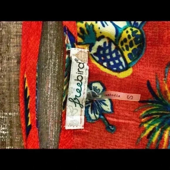 Freebird Cropped Top Tropical Print Size Small - Picture 4 of 5